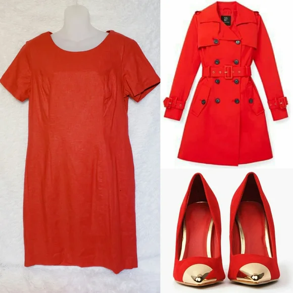 Vintage Red Linen Dress - Picture 10 of 11